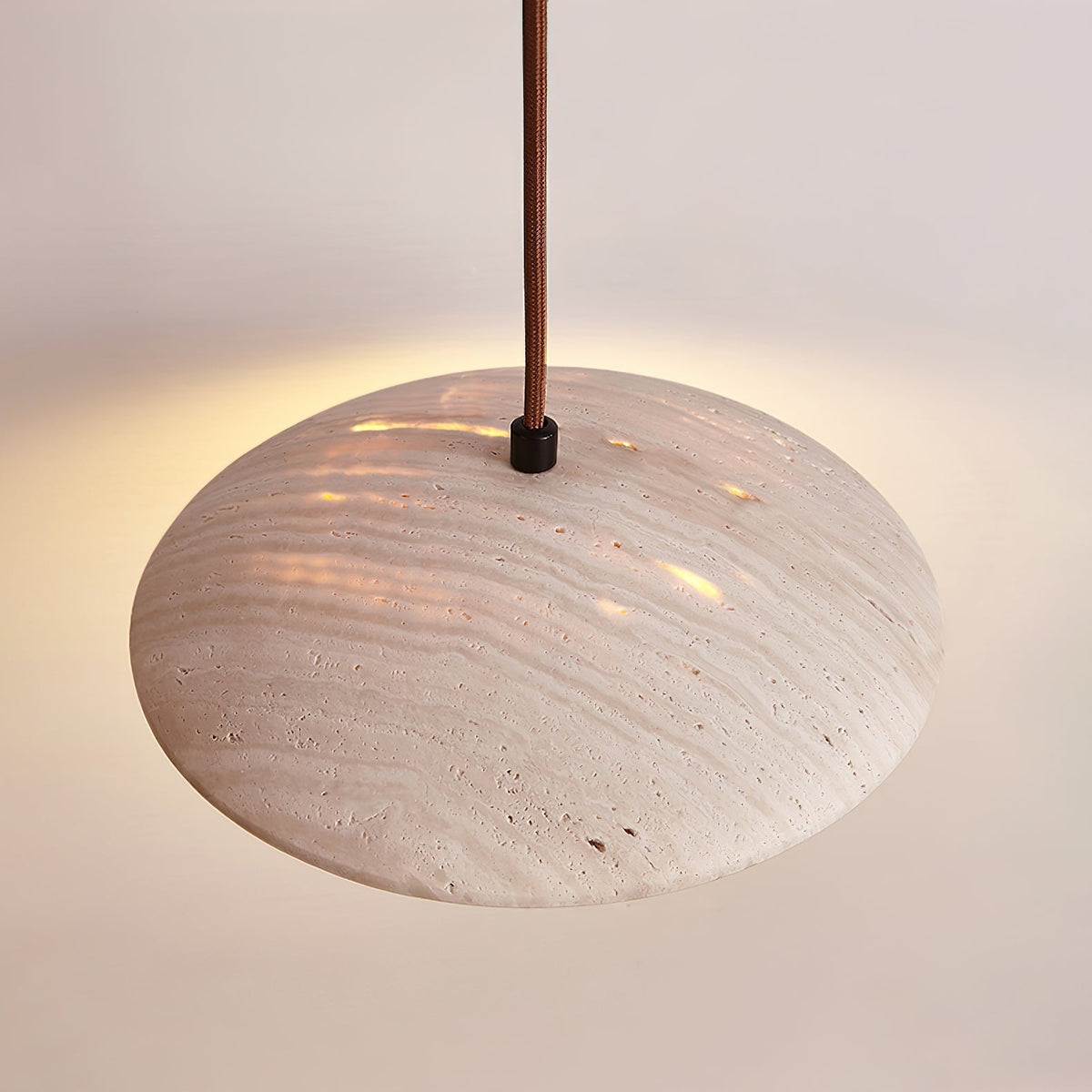 Nadine Wide-Brim Travertine Pendant Light
