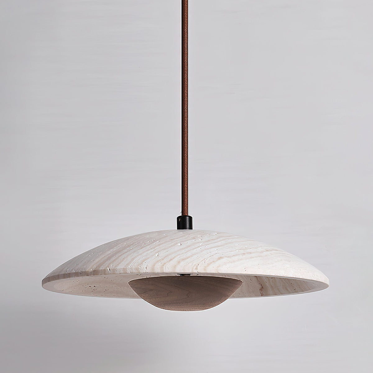 Nadine Wide-Brim Travertine Pendant Light