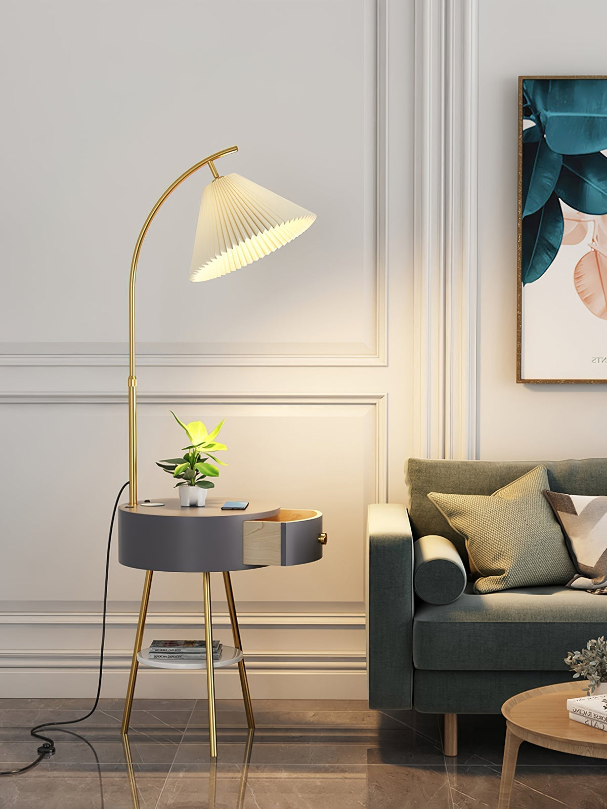Arcora Pleated Arc Floor Light