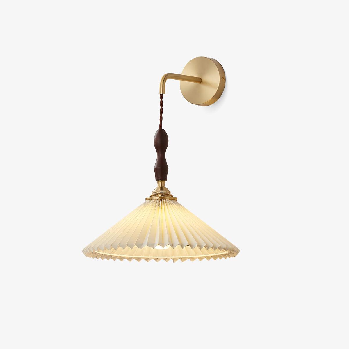 Mordan Premium	Elegance Pleated Walnut Wooden Wall Lamp