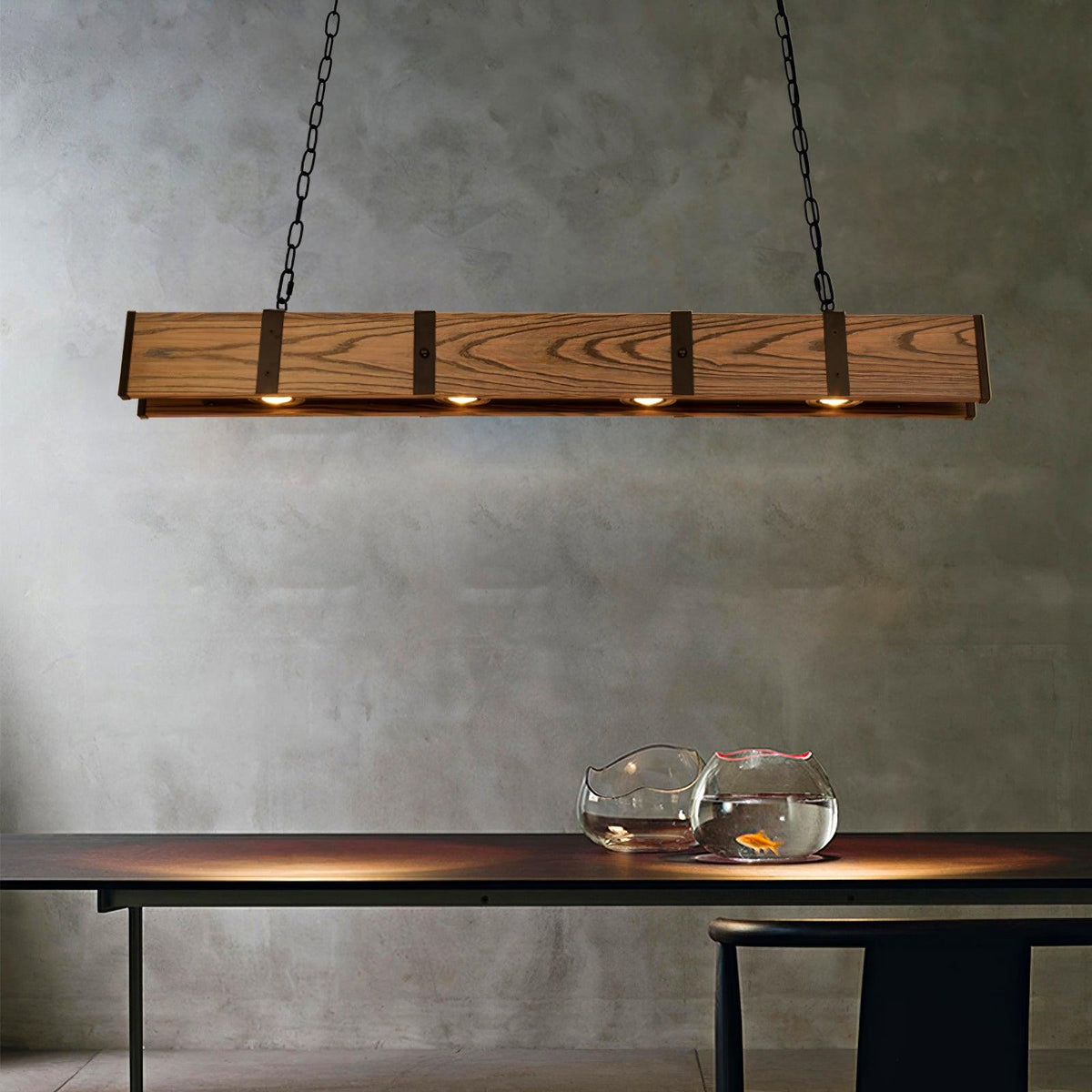 Aldelena Chandelier Pleva Linear Natural Wood
