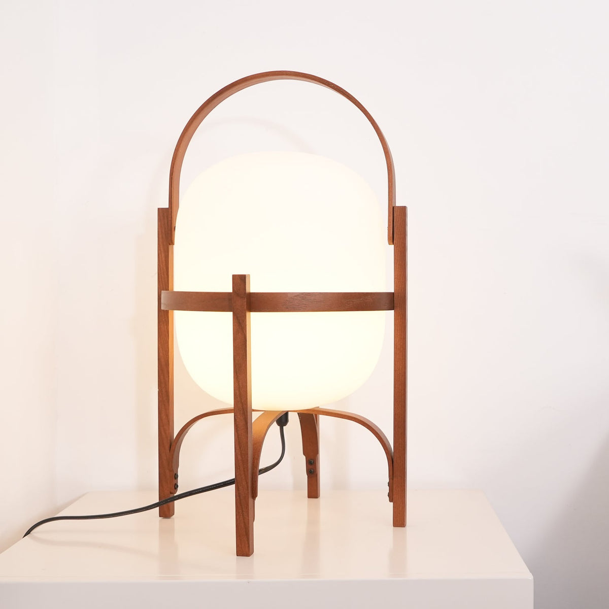 Lethra Wood Glass Table Lamp