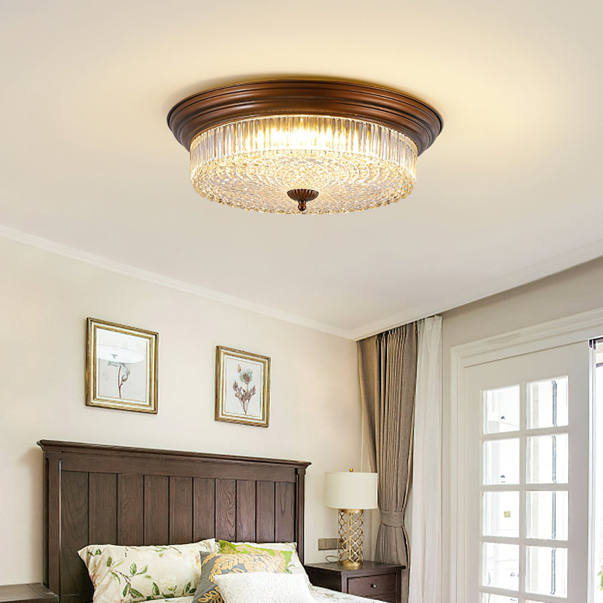 Pokia Crystal Round Flush Mount Ceiling Light