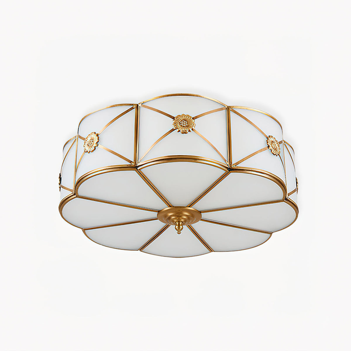 Auralaine Ceiling Lamp Brass Scalloped Frosted Classic