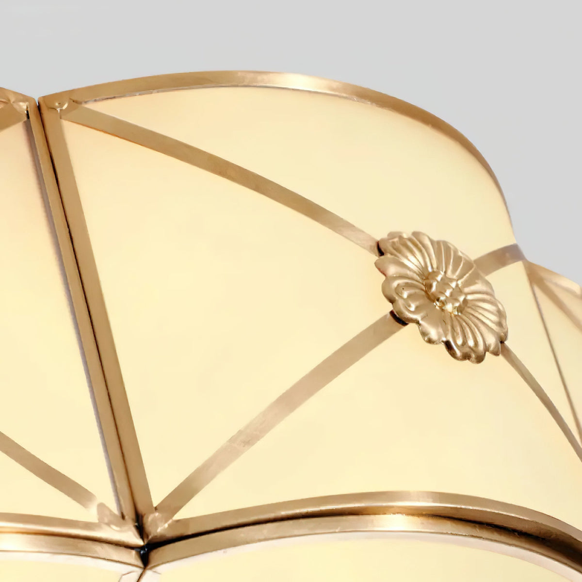 Auralaine Ceiling Lamp Brass Scalloped Frosted Classic