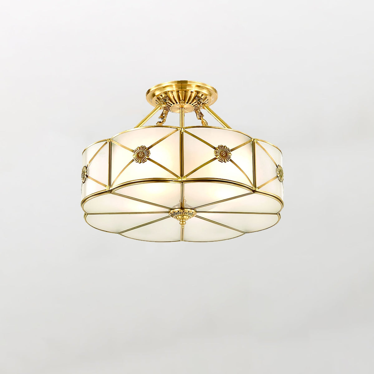 Auralaine Ceiling Lamp Brass Scalloped Frosted Classic
