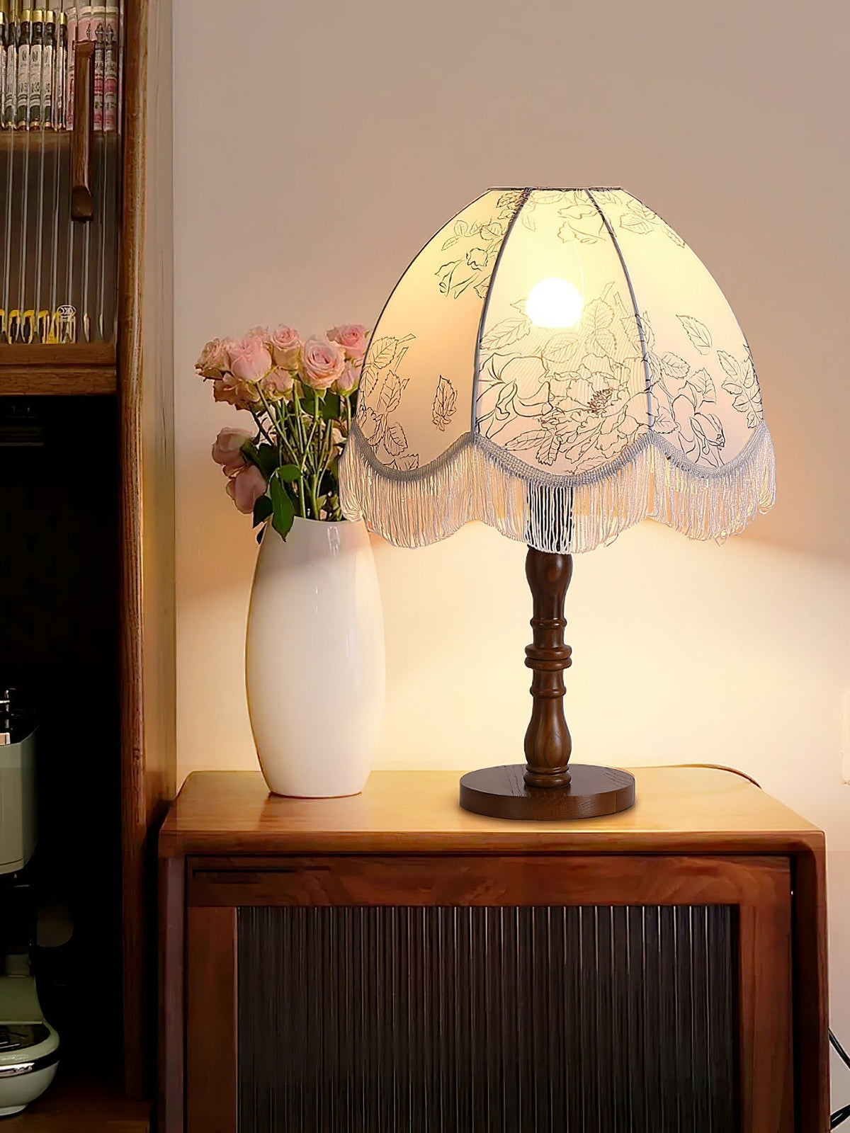 Orlyn Wood Fabric Elegant Table Lamp
