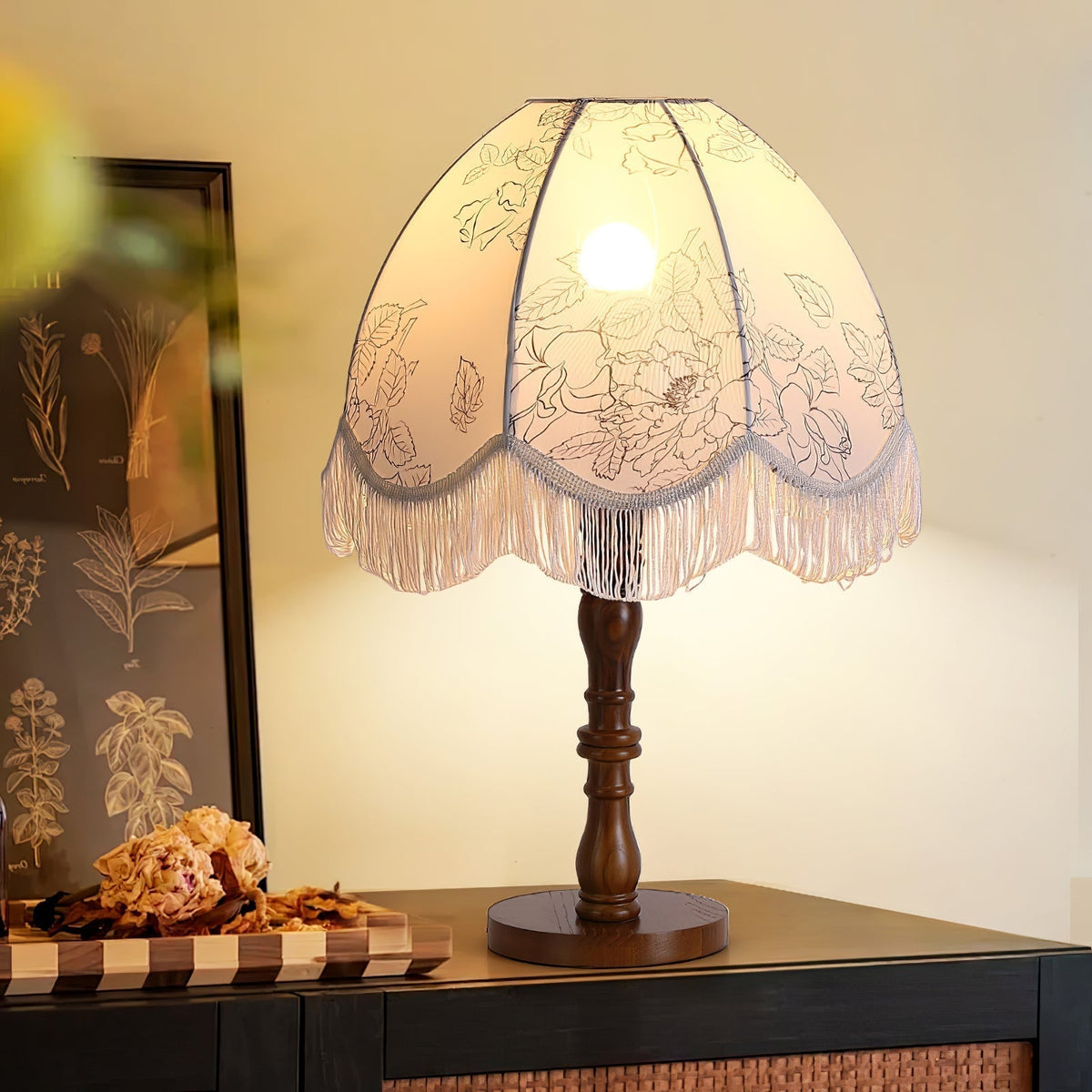 Orlyn Wood Fabric Elegant Table Lamp