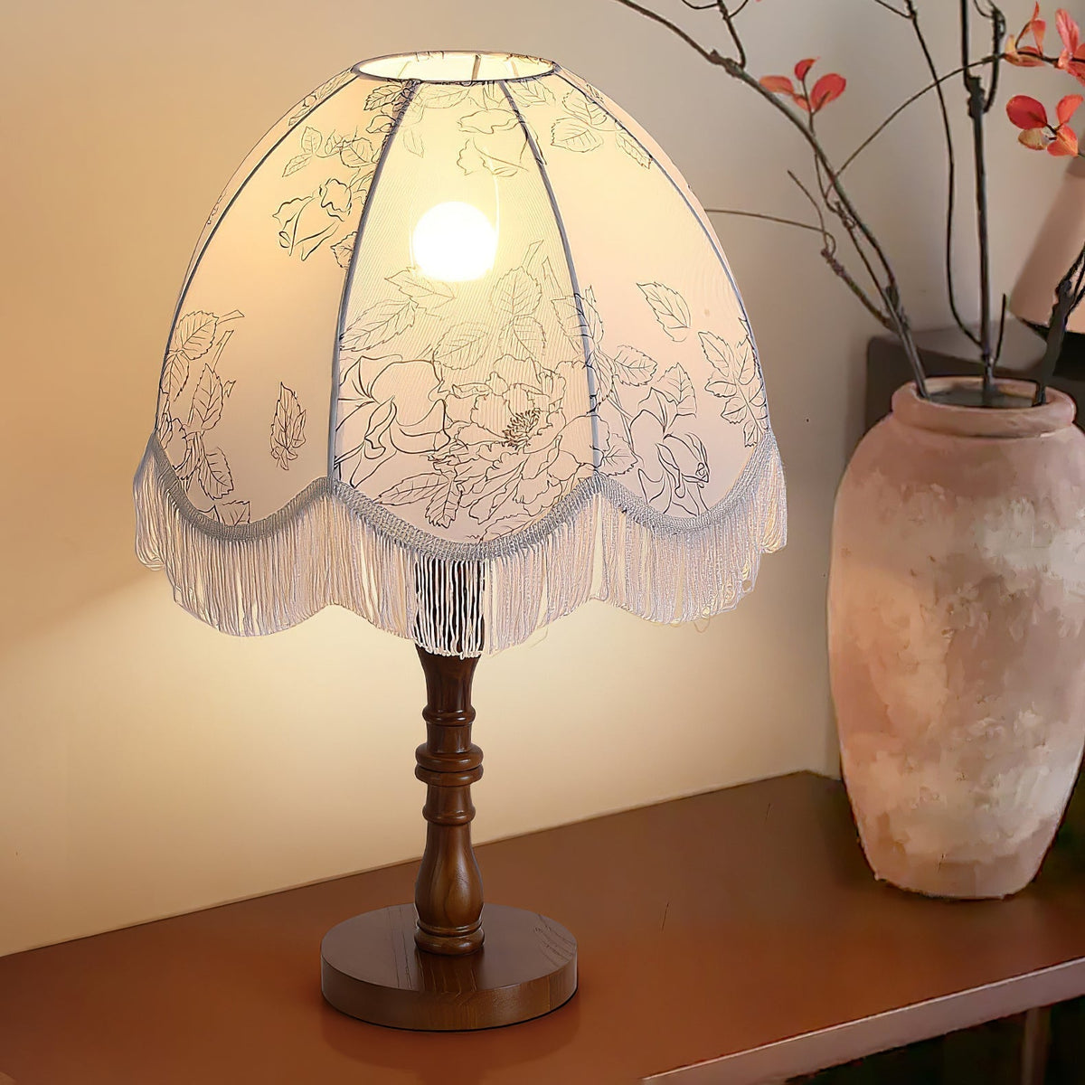 Orlyn Wood Fabric Elegant Table Lamp
