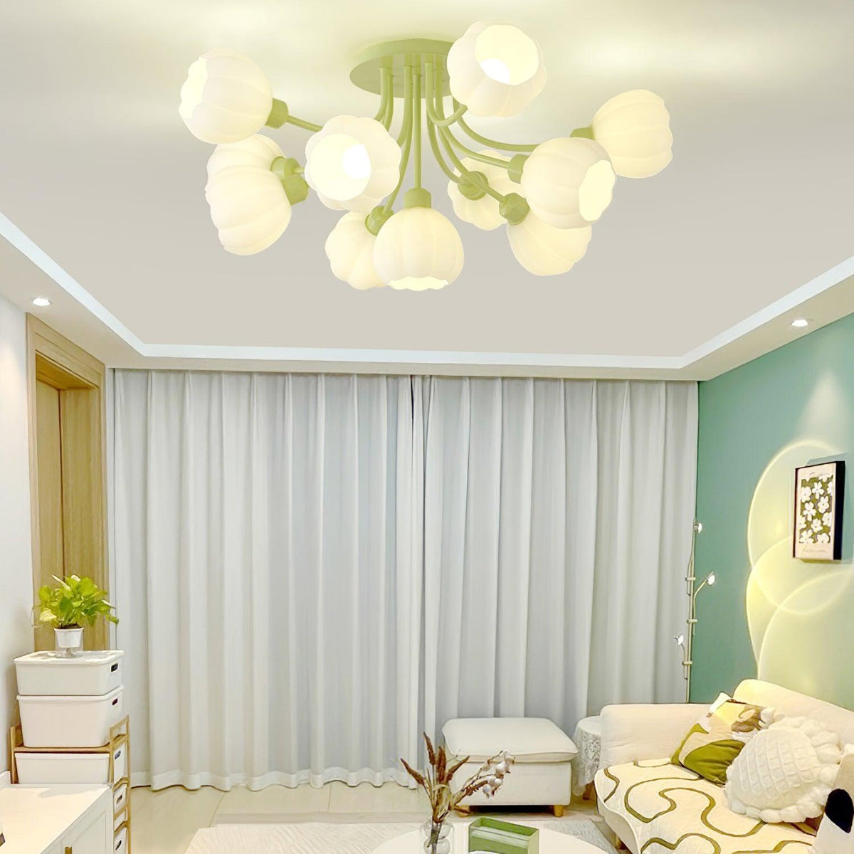 Zenorarae Elegance Matcha Glass Ceiling Lamp