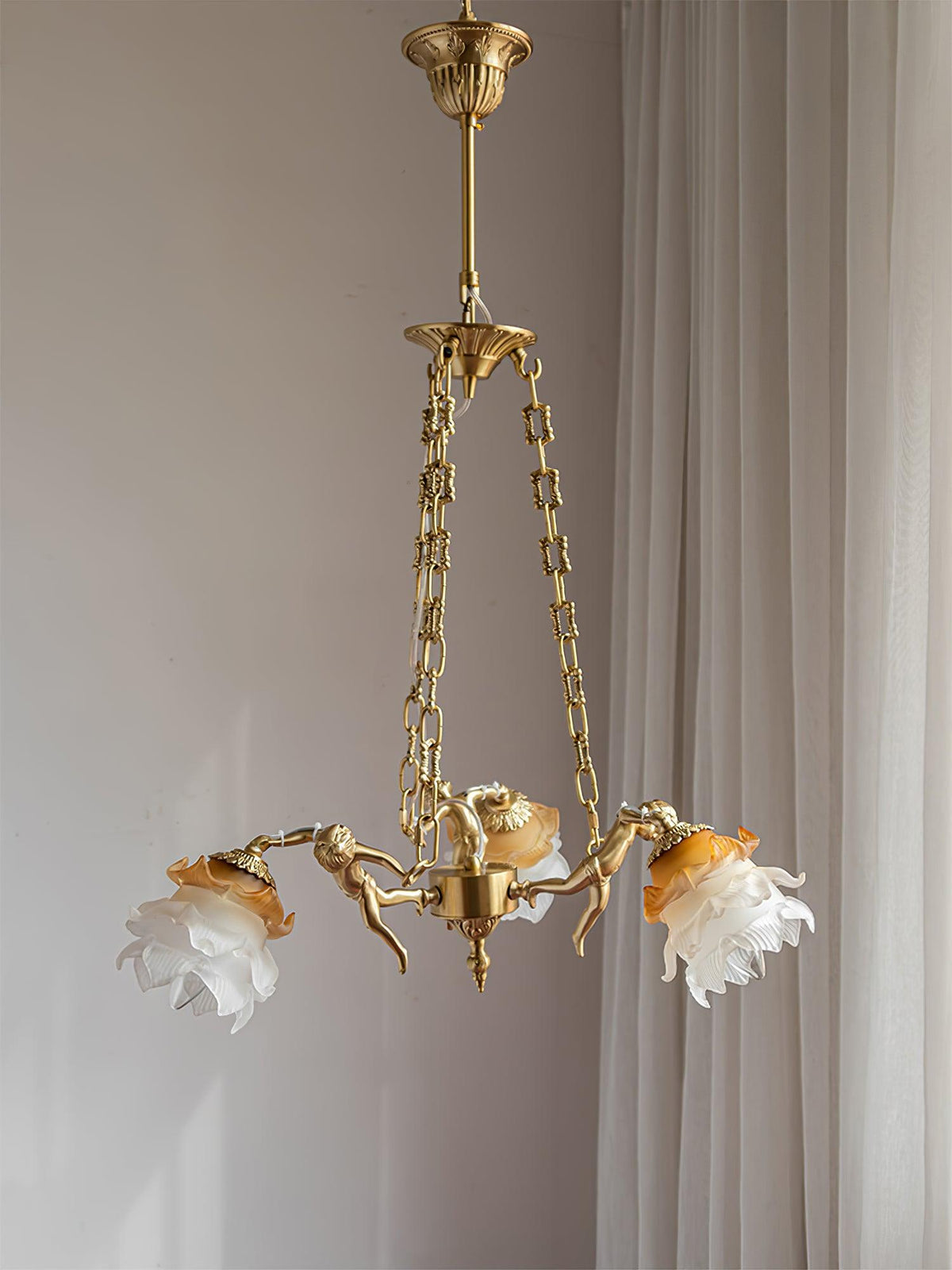 Solisira Chandelier Brass Suspension Floral Vintage