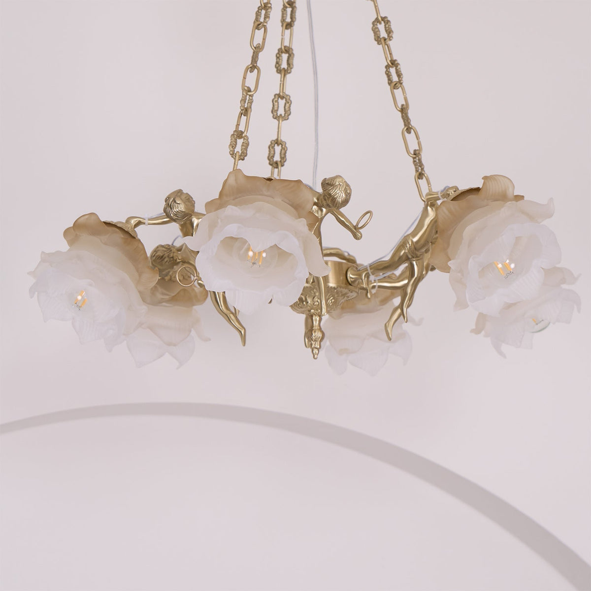 Solisira Chandelier Brass Suspension Floral Vintage