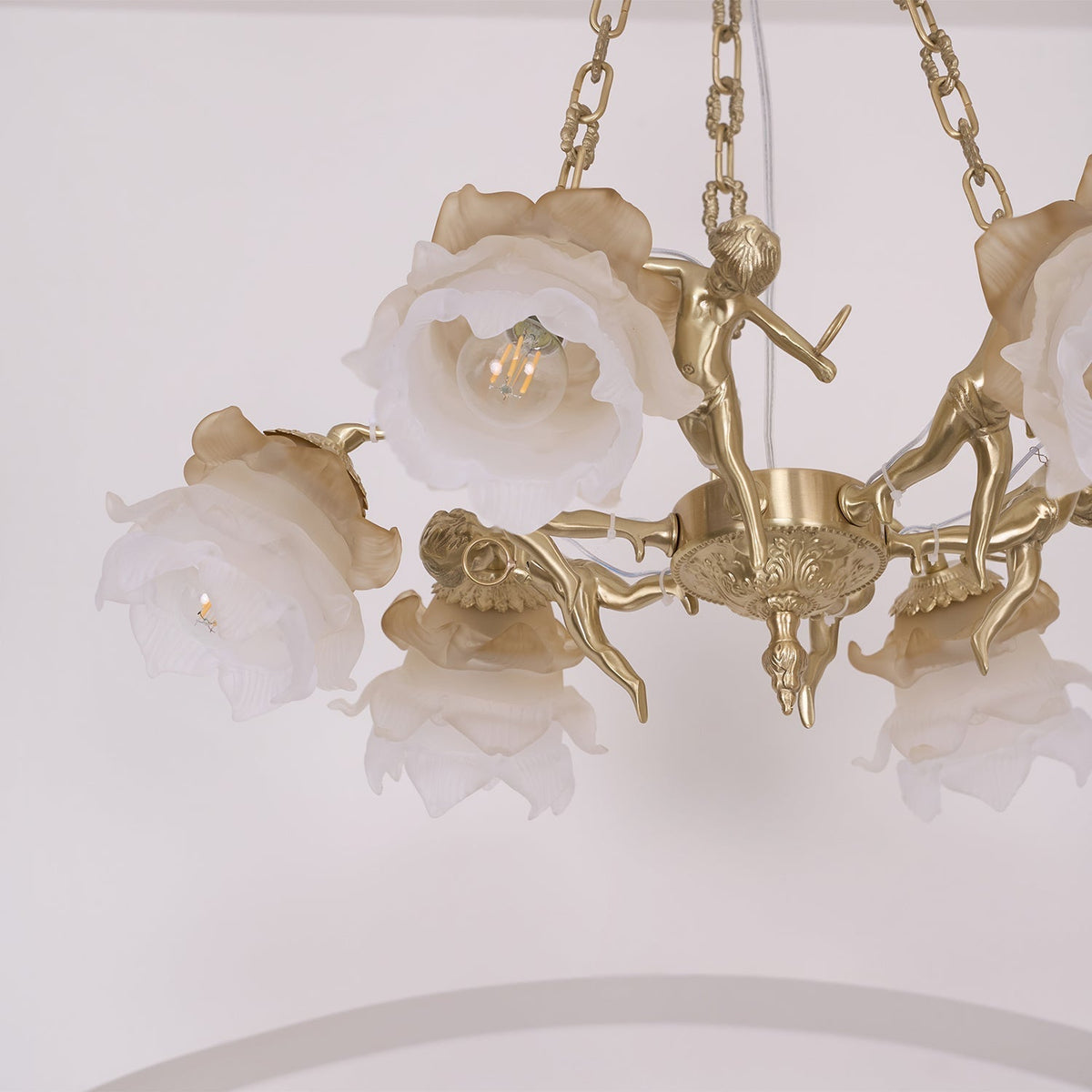 Solisira Chandelier Brass Suspension Floral Vintage