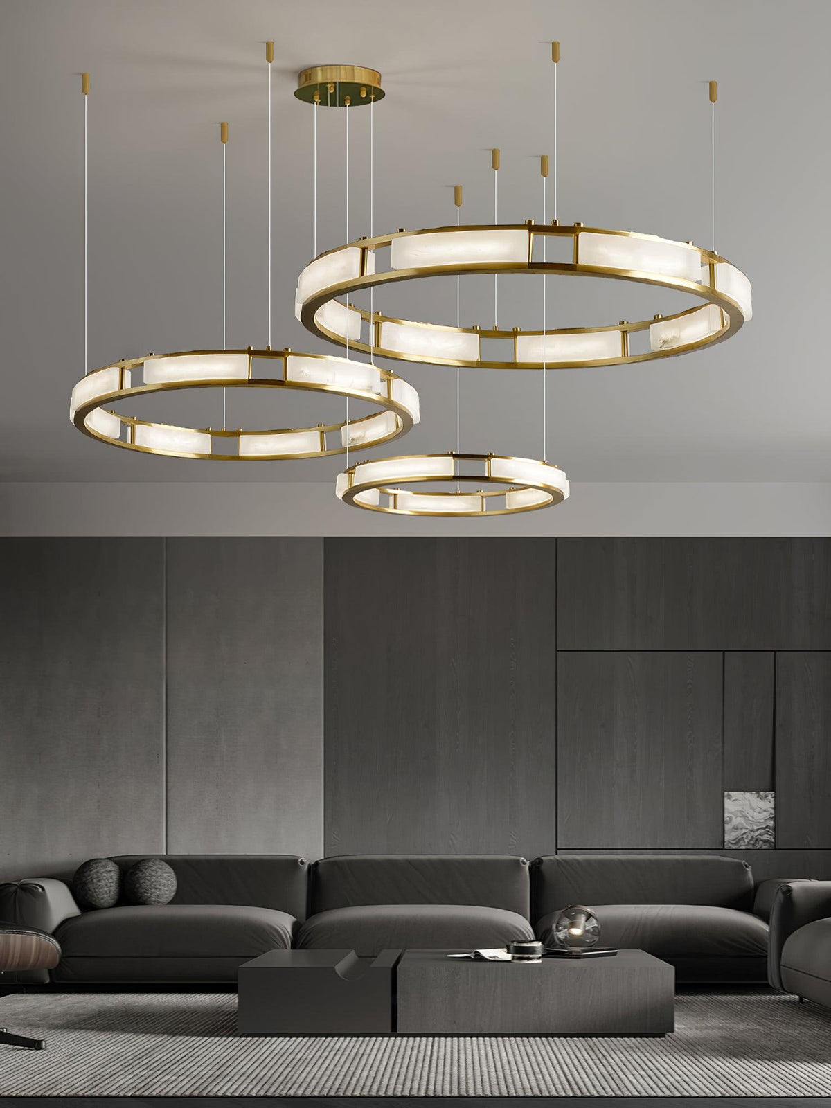 Dythan Minimalist Alabaster Ring Pendant Light