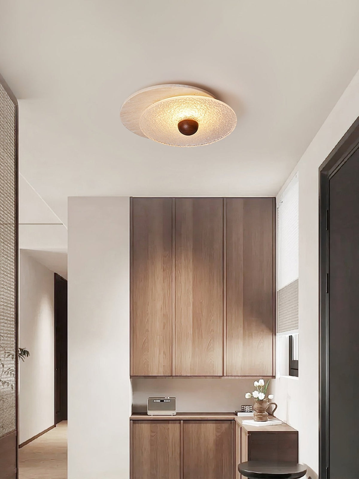 Keth Circular Travertine Ceiling Light / Wall Light