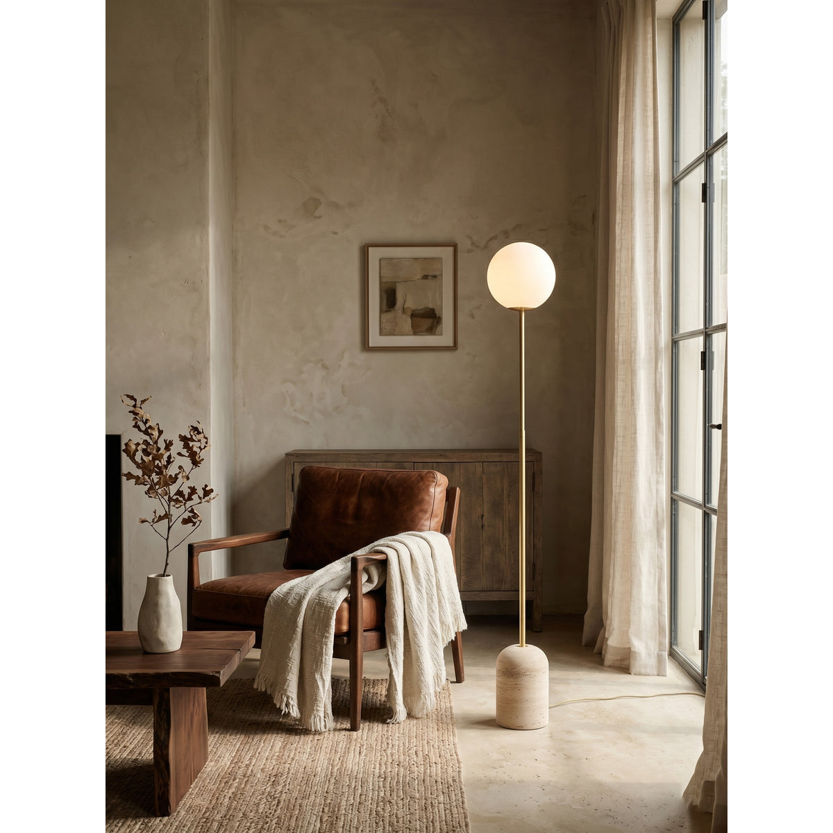 Valoia Travertine Floor Lamp