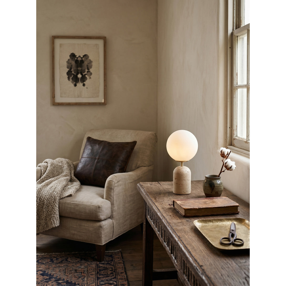 Nuvor Travertine Table Lamp