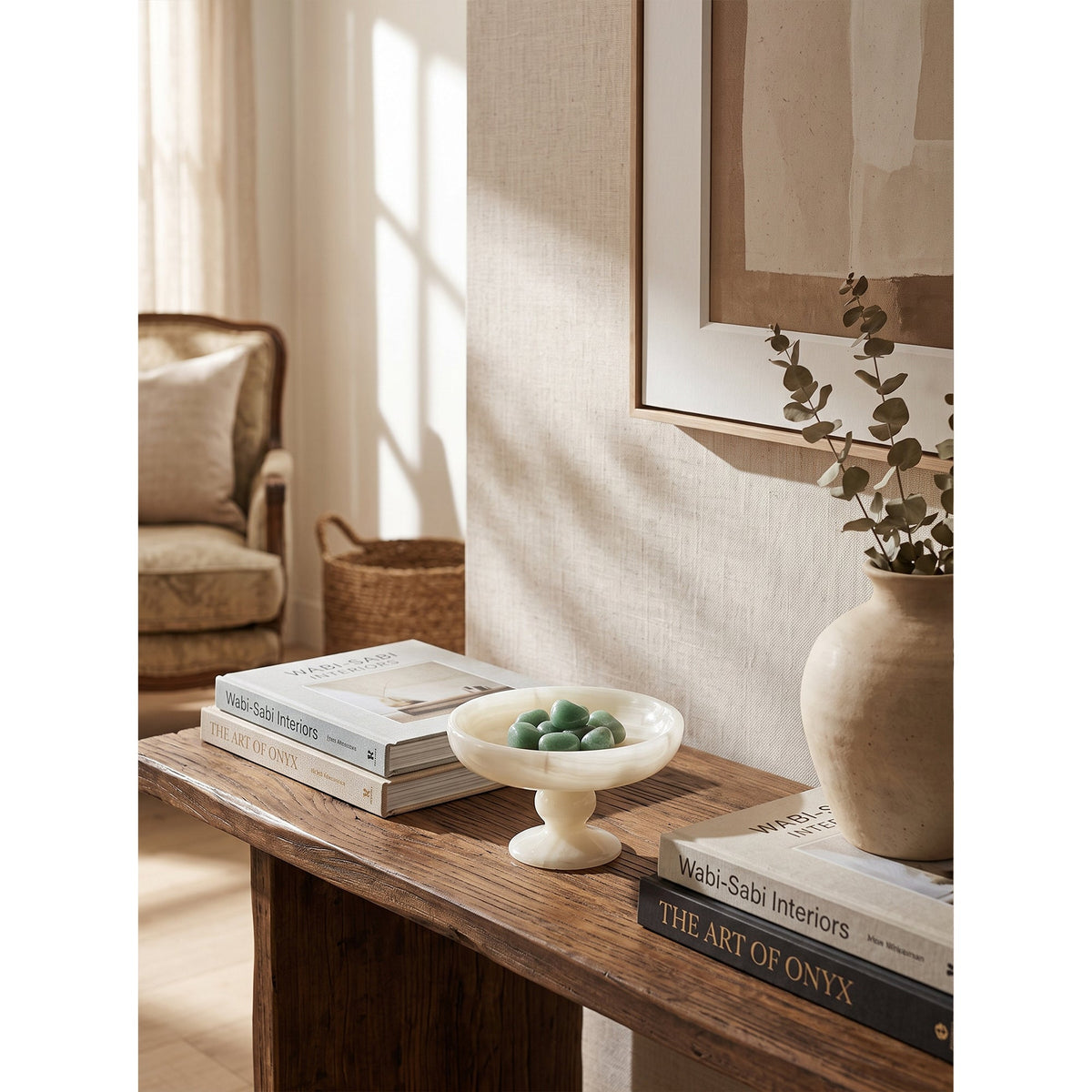 Henswick White Onyx Pedestal Bowl