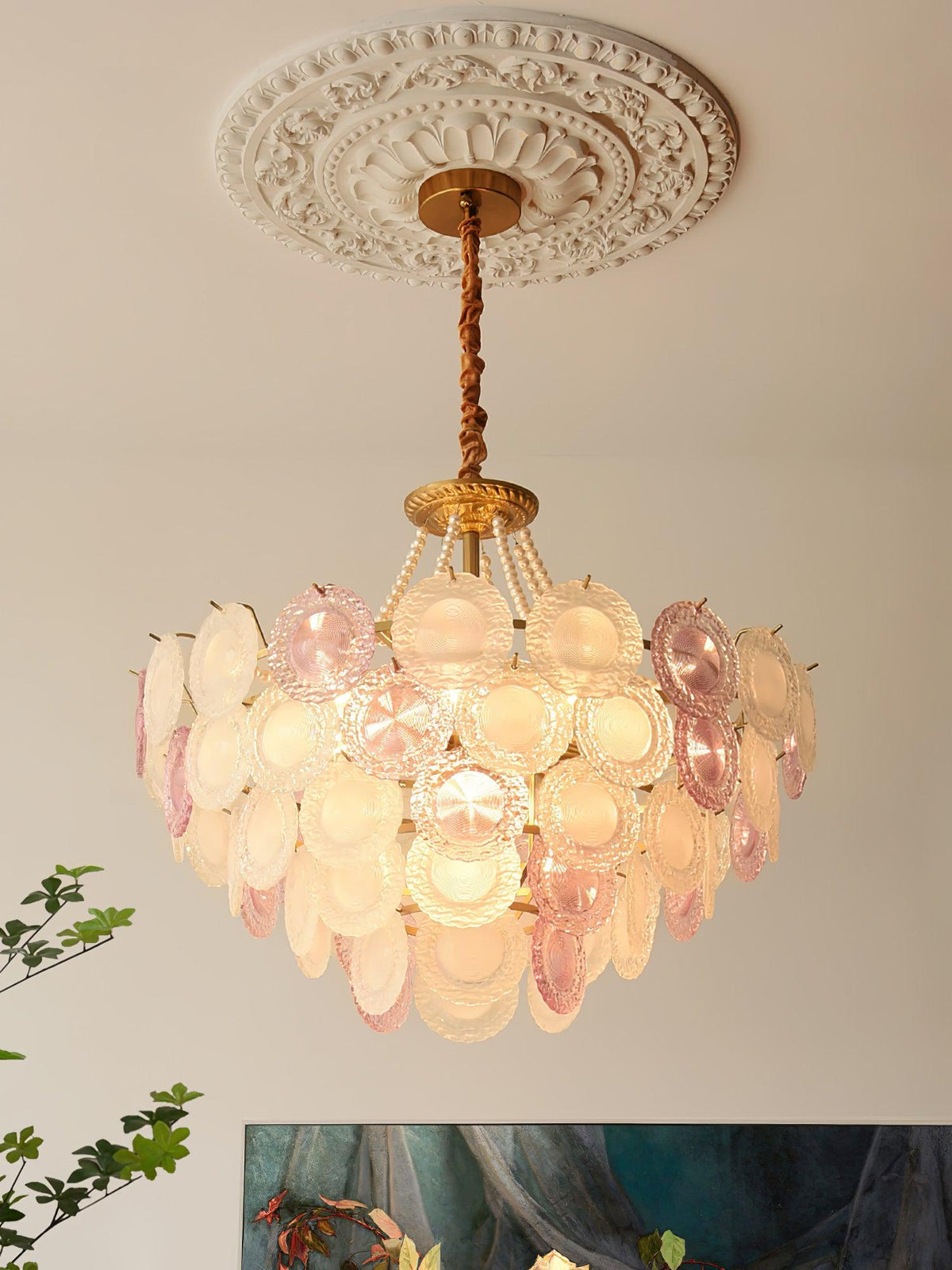Celinine Chandelier Glass Disc Layered Playful