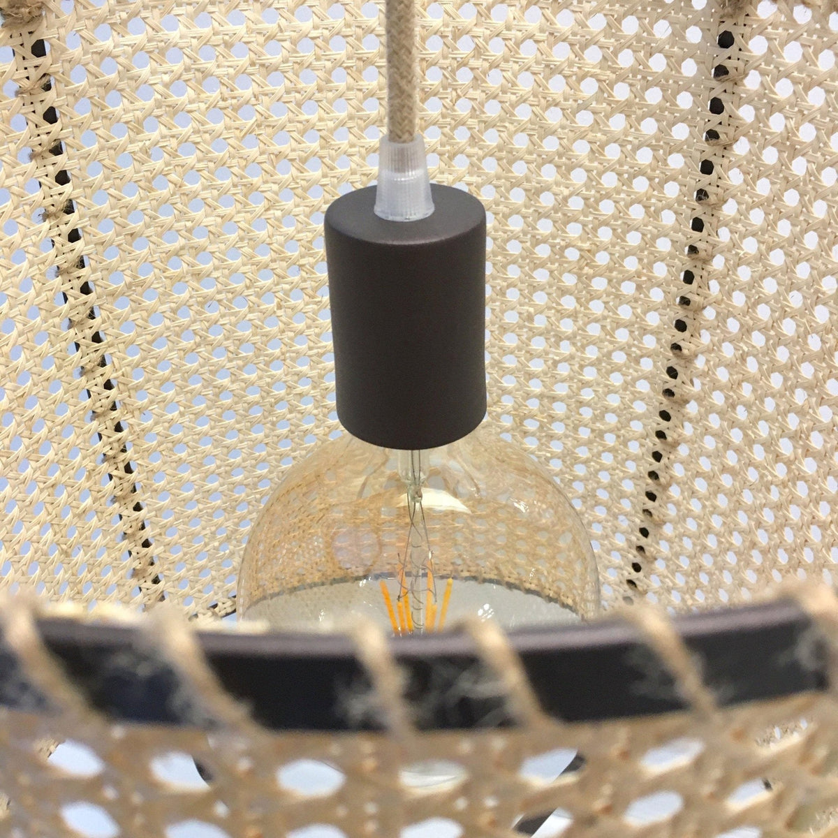 Kevis Pendant Lamp Rattan Cane Frame Industrial