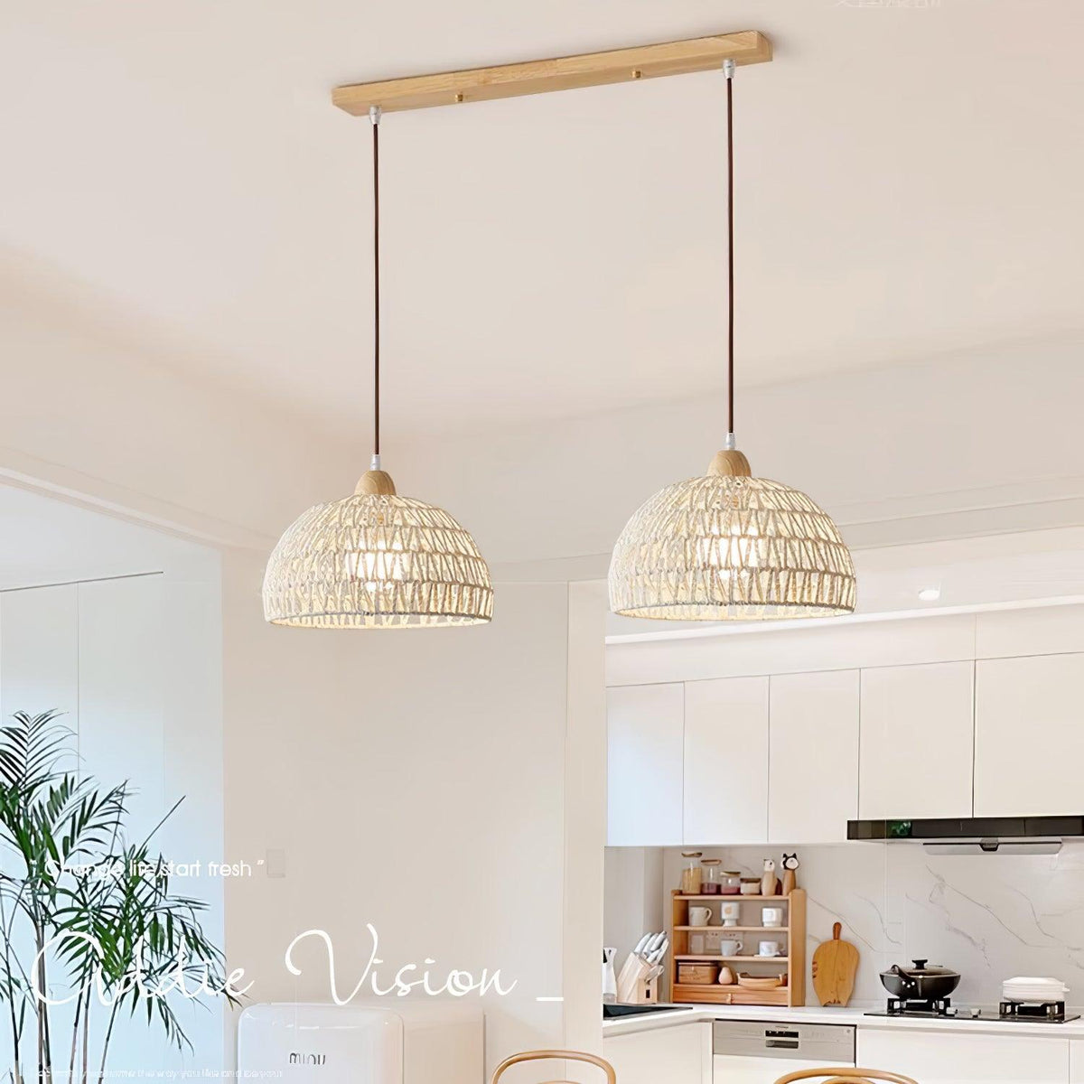 Calyran Rattan Wood Pendant Lamp