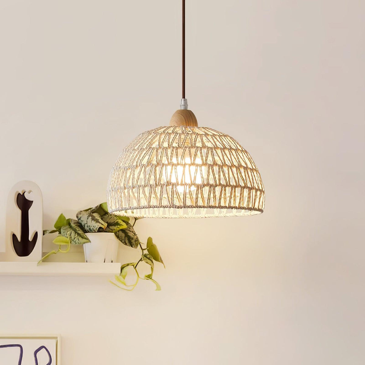 Calyran Rattan Wood Pendant Lamp