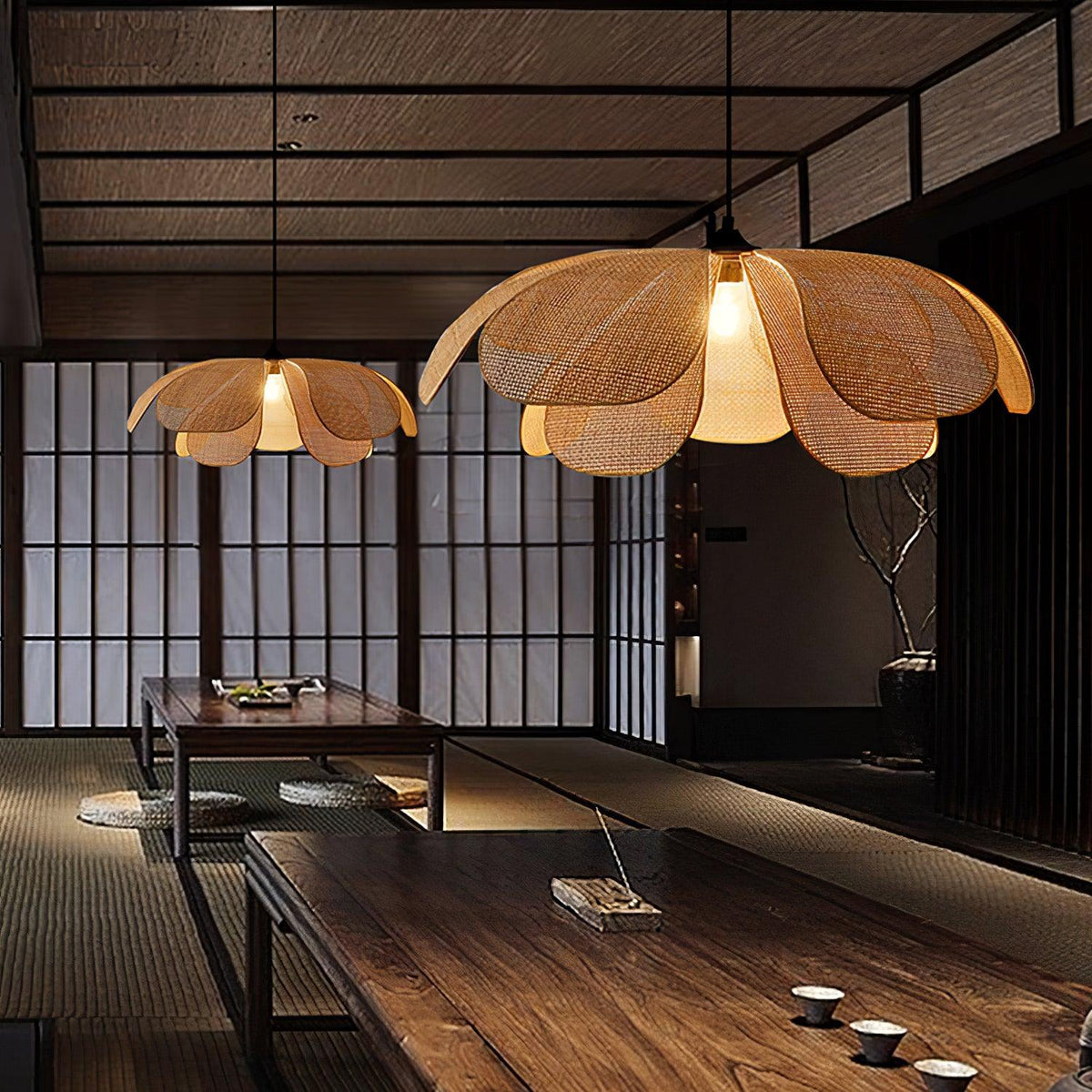 Petaral Rattan Retro Pendant Lamp