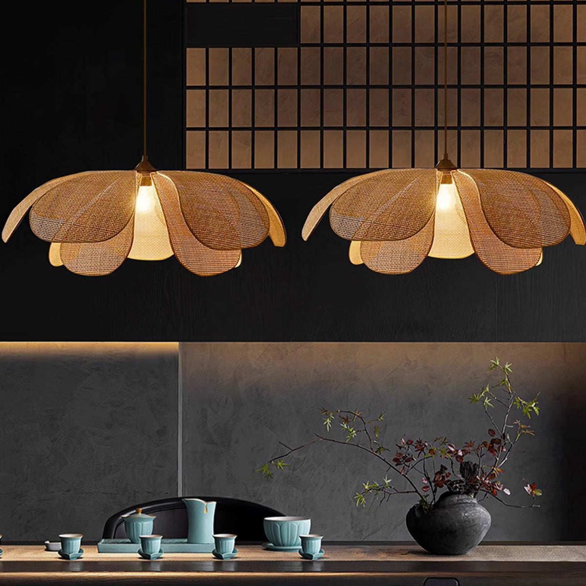 Petaral Rattan Retro Pendant Lamp