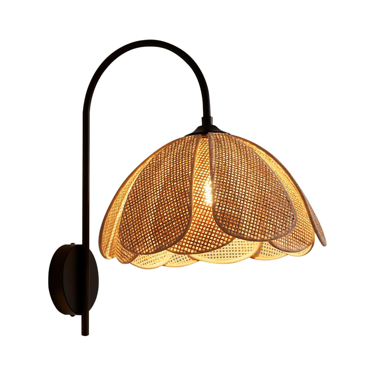 Zevelia Elegance Natural Petal Rattan Wall Lamp
