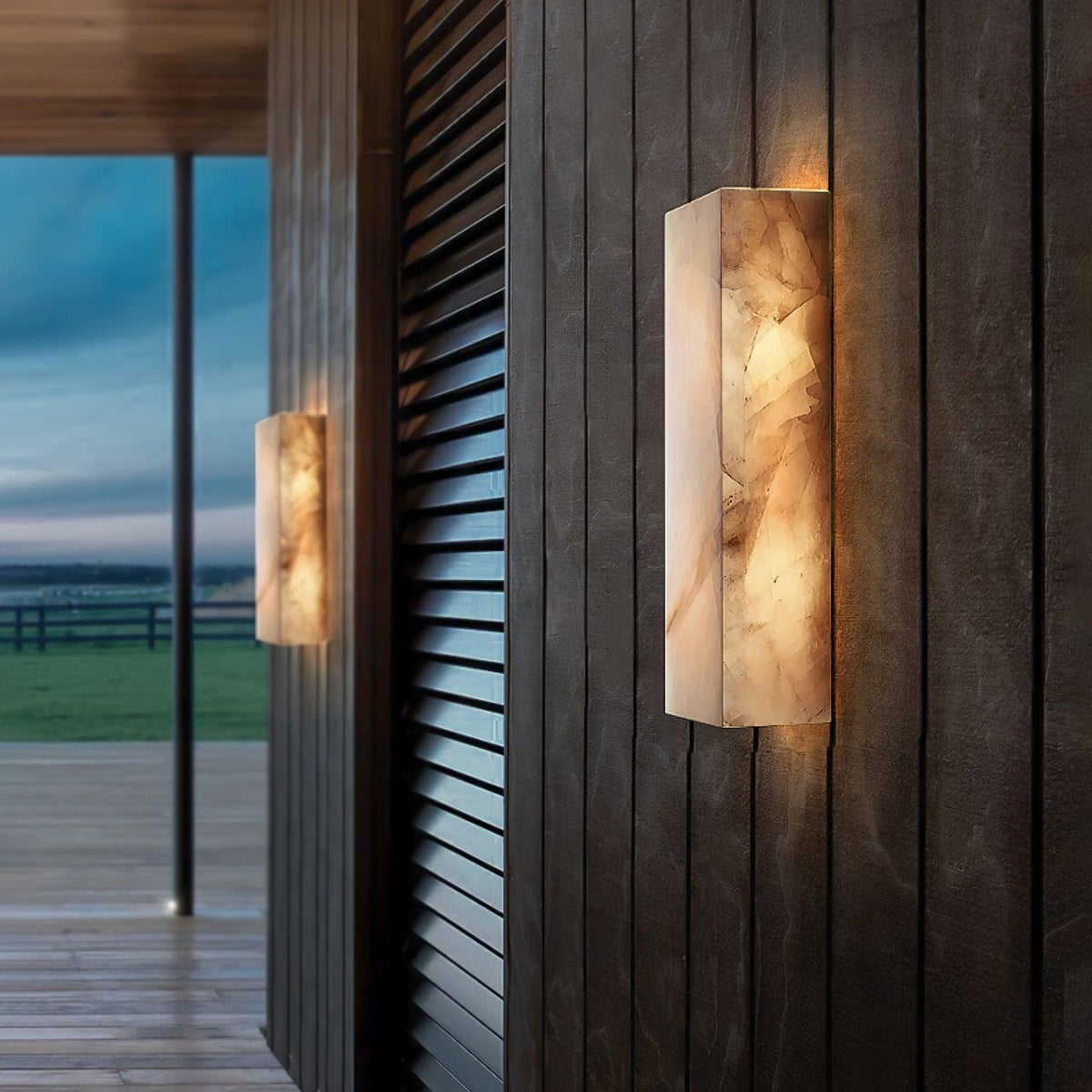 Eirivise Minimalist Alabaster Outdoor Wall Light