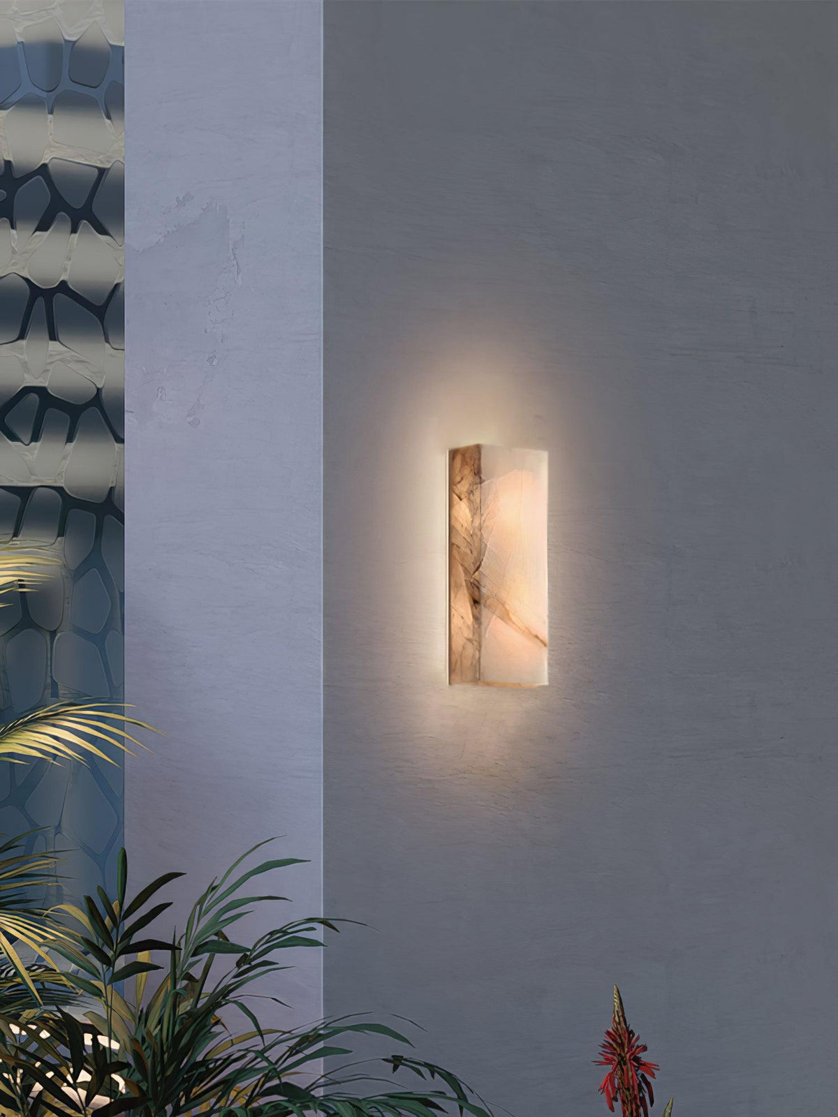 Eirivise Minimalist Alabaster Outdoor Wall Light