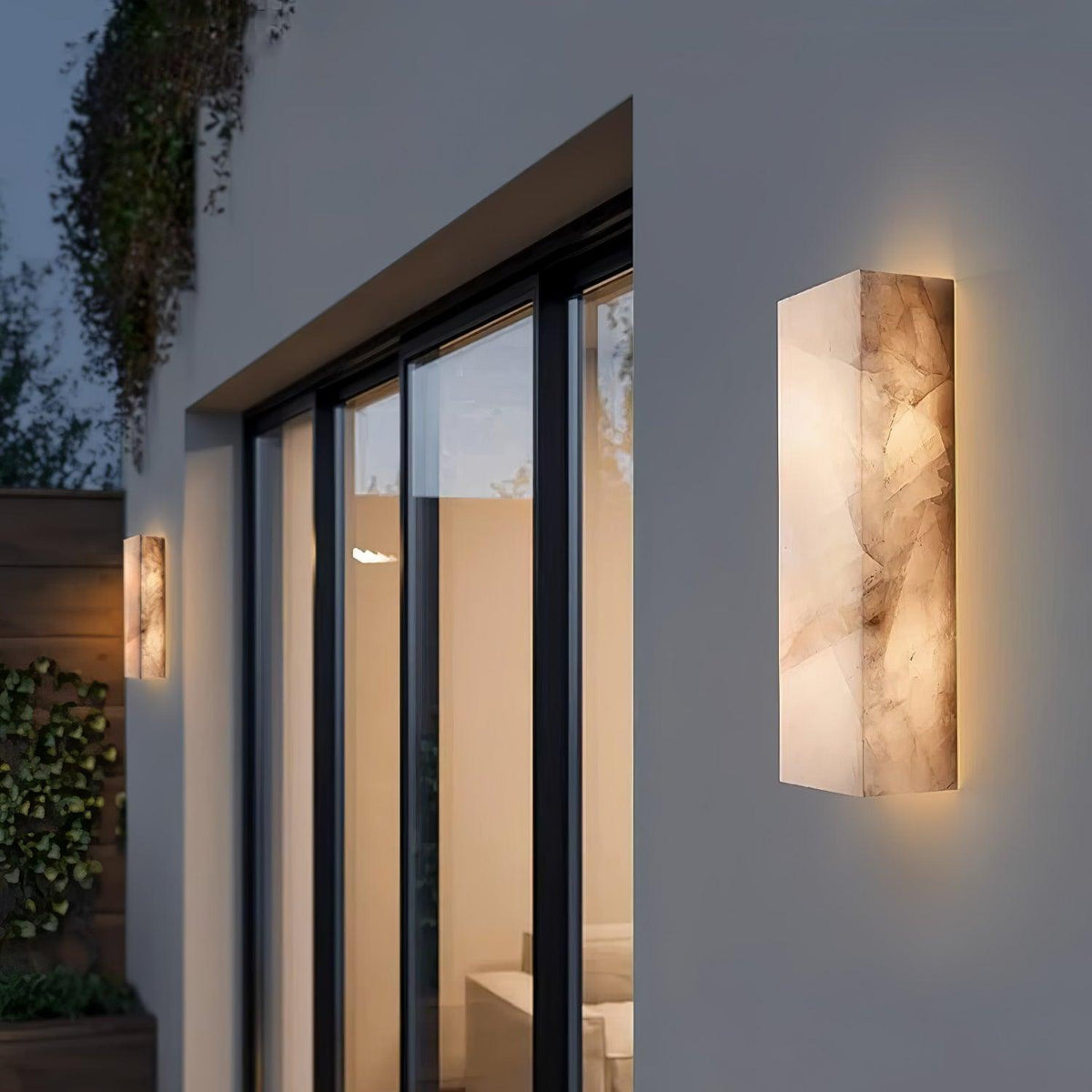 Eirivise Minimalist Alabaster Outdoor Wall Light