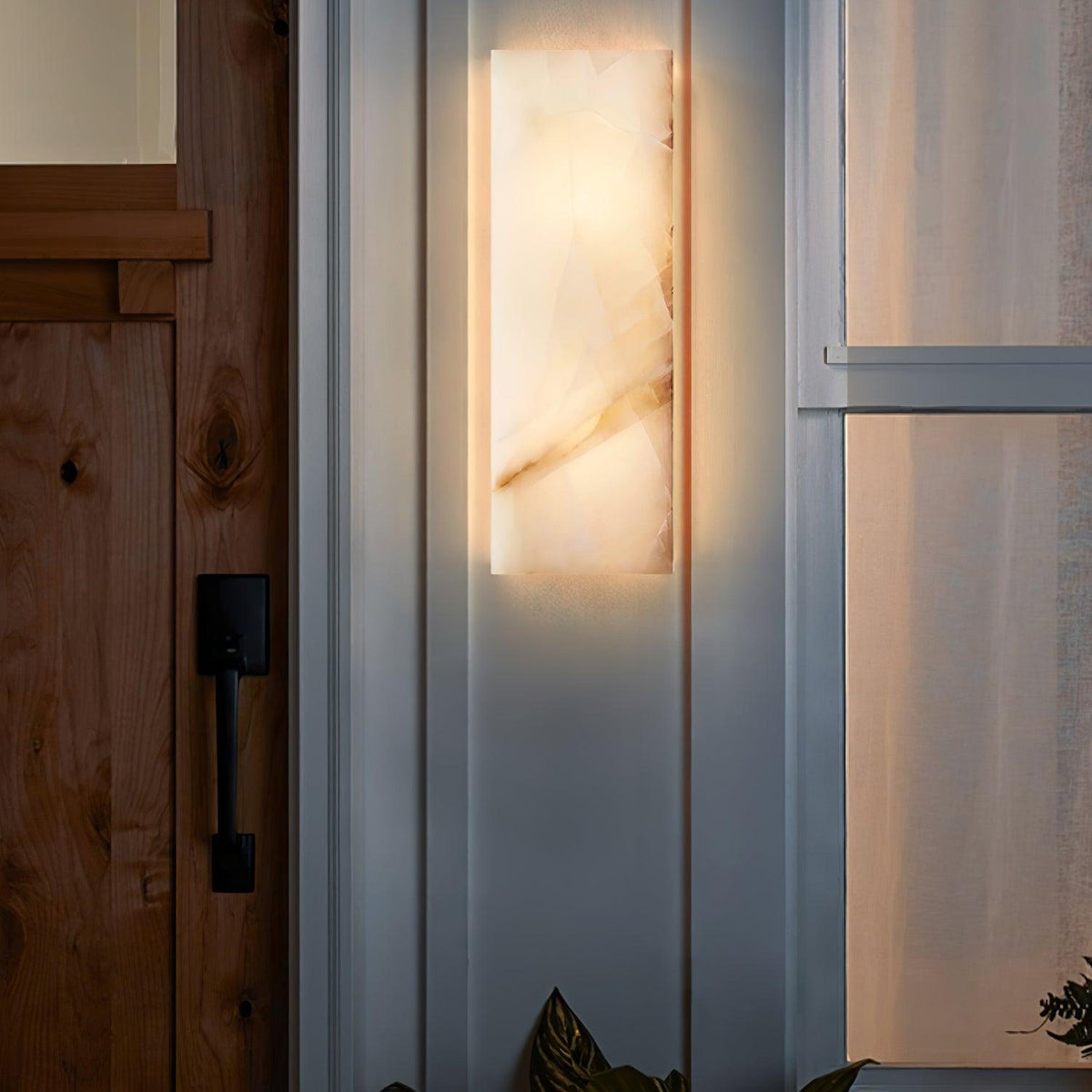 Eirivise Minimalist Alabaster Outdoor Wall Light
