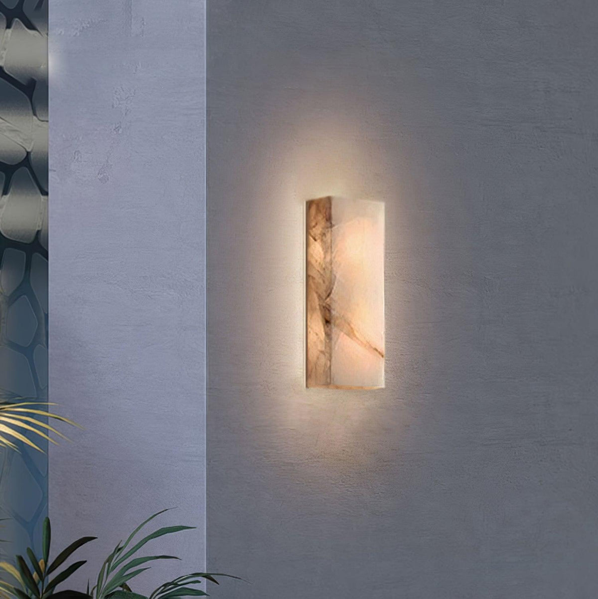 Eirivise Minimalist Alabaster Outdoor Wall Light