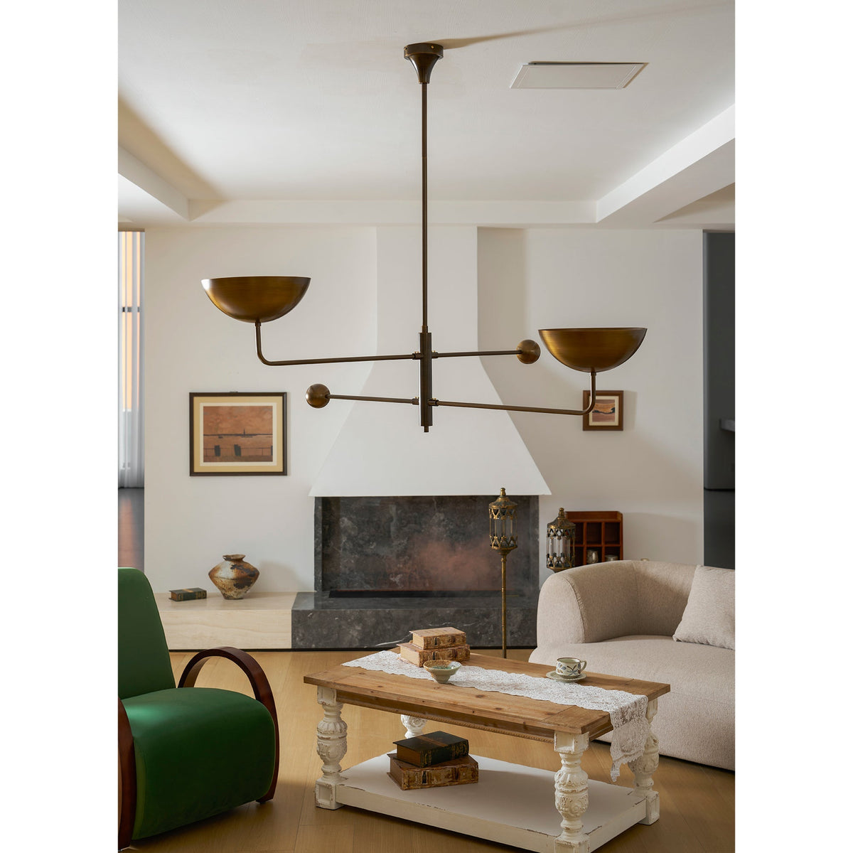 Vela Brass  two-head ceiling chandelier