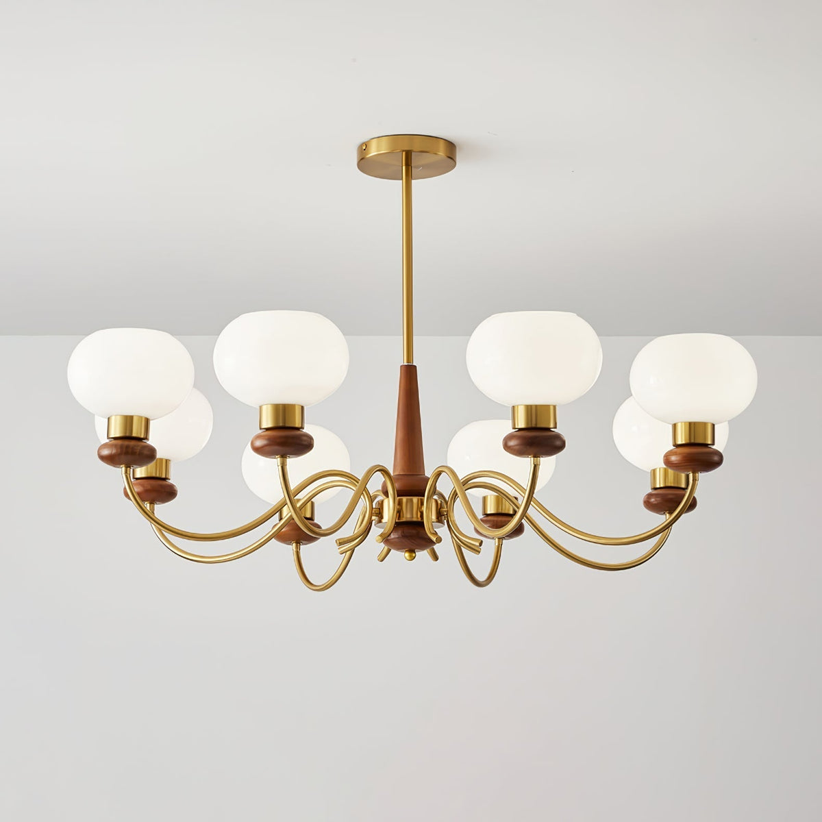 Riniena Chandelier Brass Wood Globe Classic