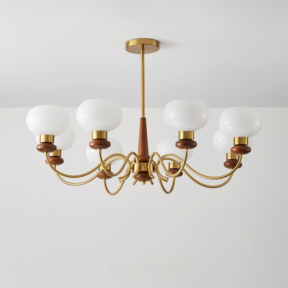 Riniena Chandelier Brass Wood Globe Classic