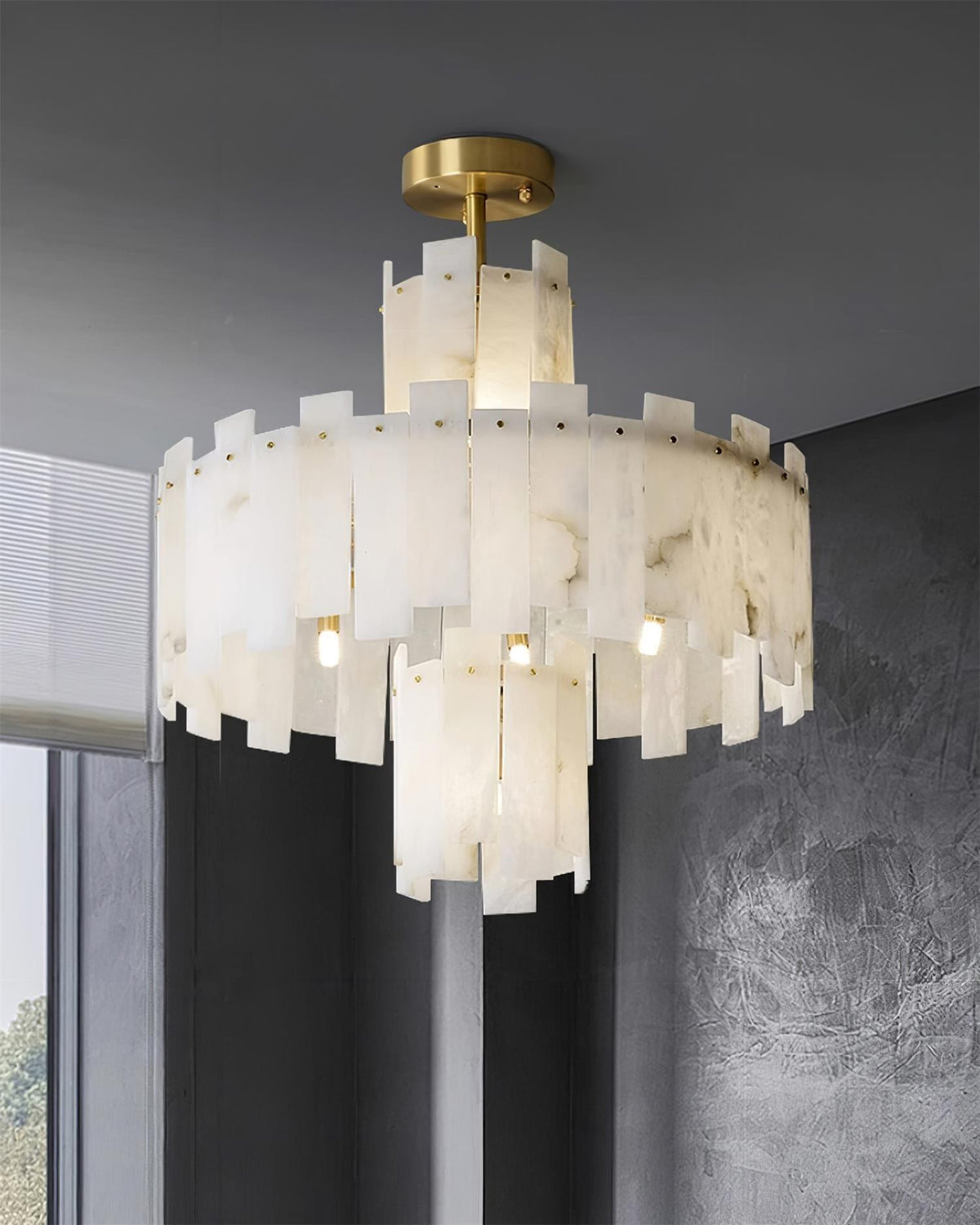Soraya Art Deco Alabaster Chandelier Light