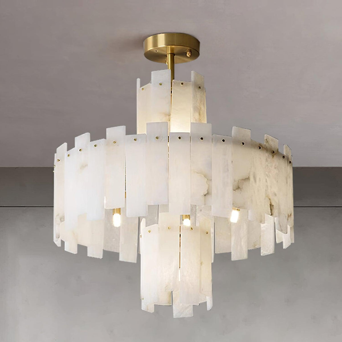 Soraya Art Deco Alabaster Chandelier Light