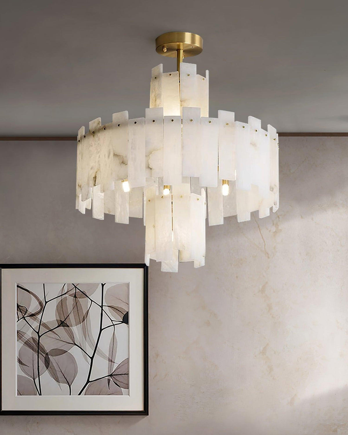 Soraya Art Deco Alabaster Chandelier Light
