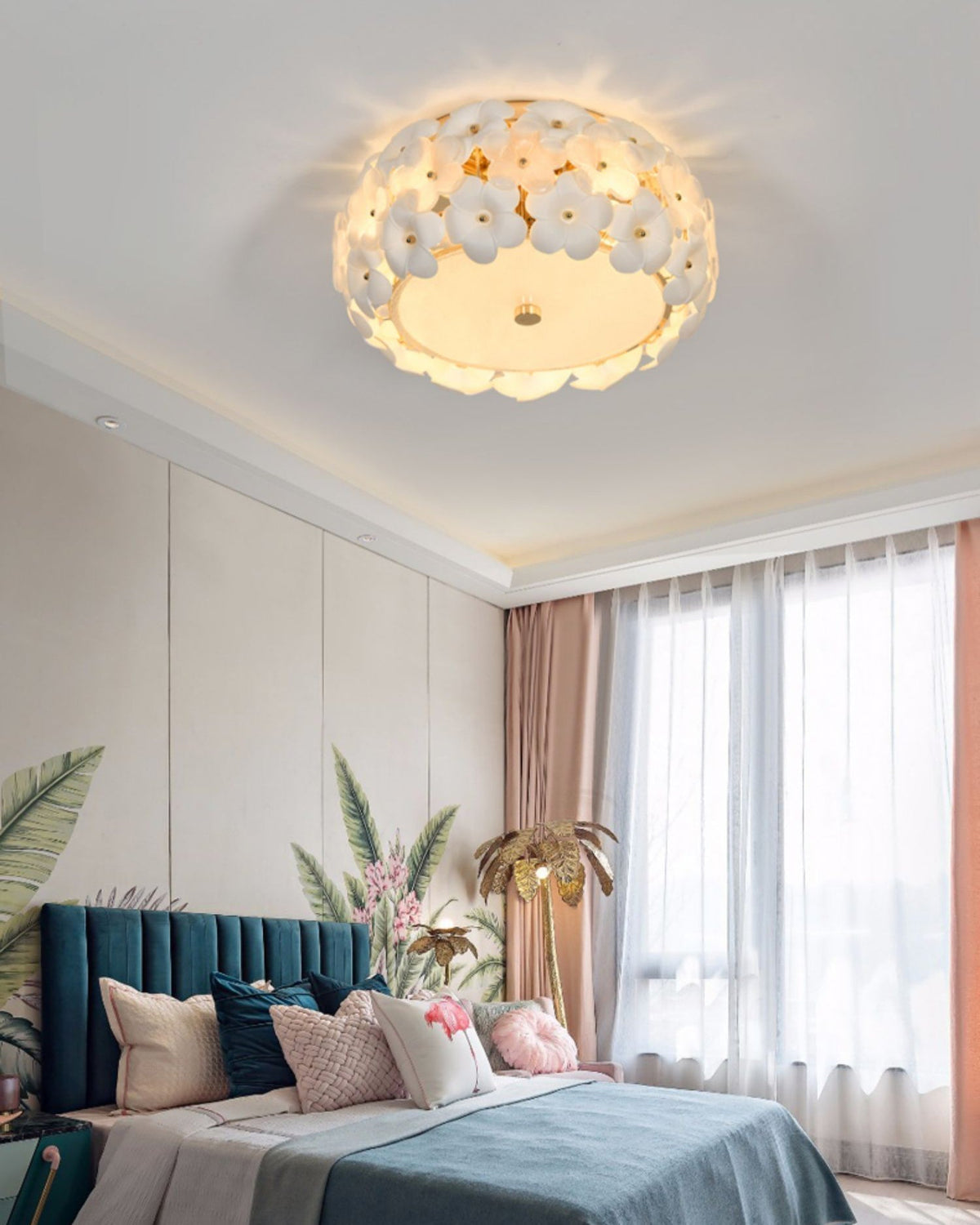 Regina Art Flowers Glass Ceramics Ceiling Lamp