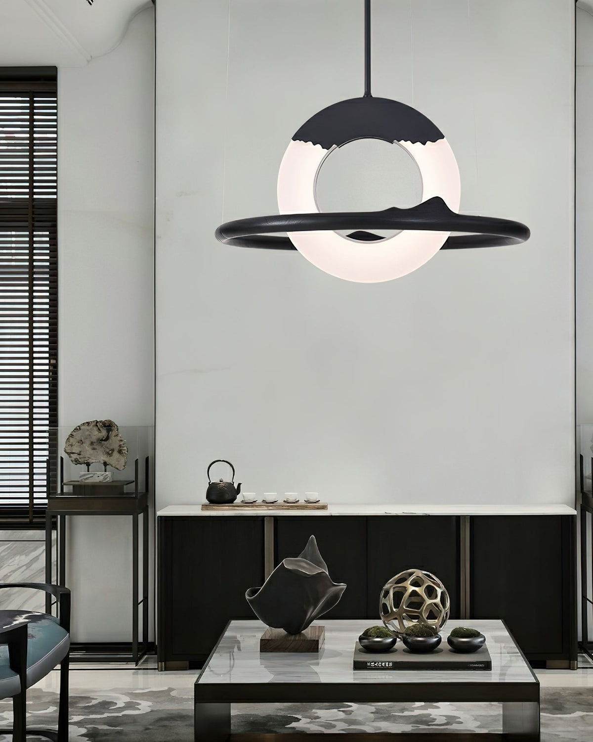 Mytalan Circular Acrylic Wood Pendant Light
