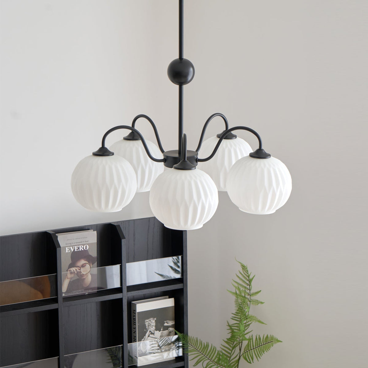 Velaaria Chandelier Green Ribbed Glass Modern 8-Light