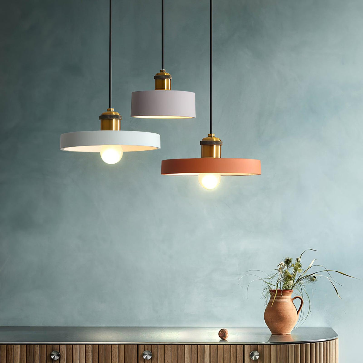 Trio Industrial Resin Pendant Lamp