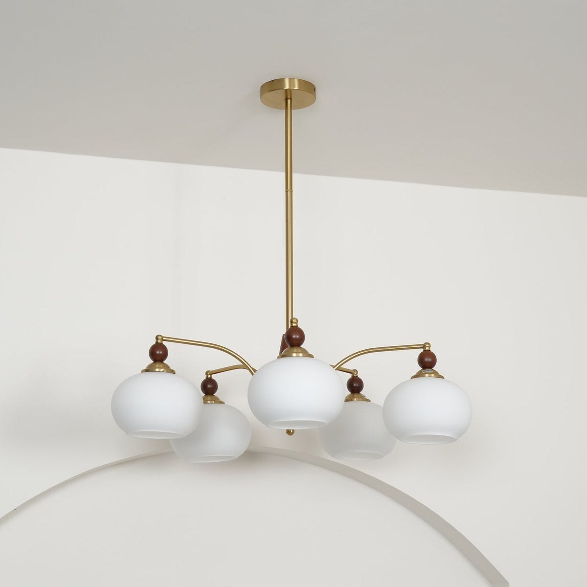 Vevely Pendant Lamp Retro Yellow Glass Brass