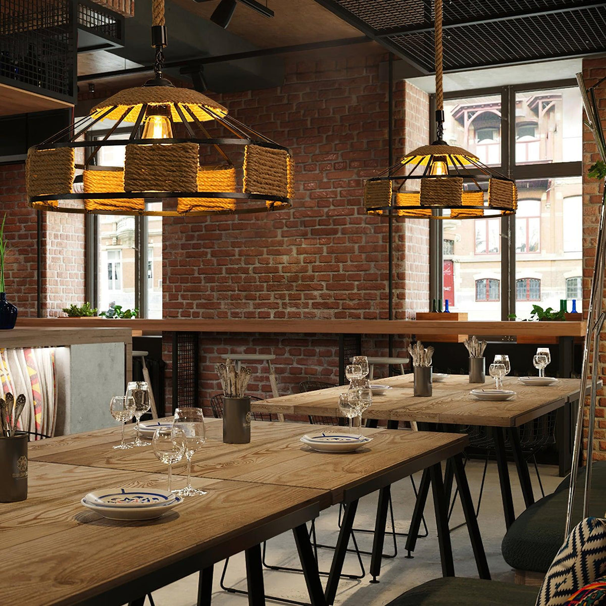 Yavmis Retro Hemp Rope Exquisite Pendant Light