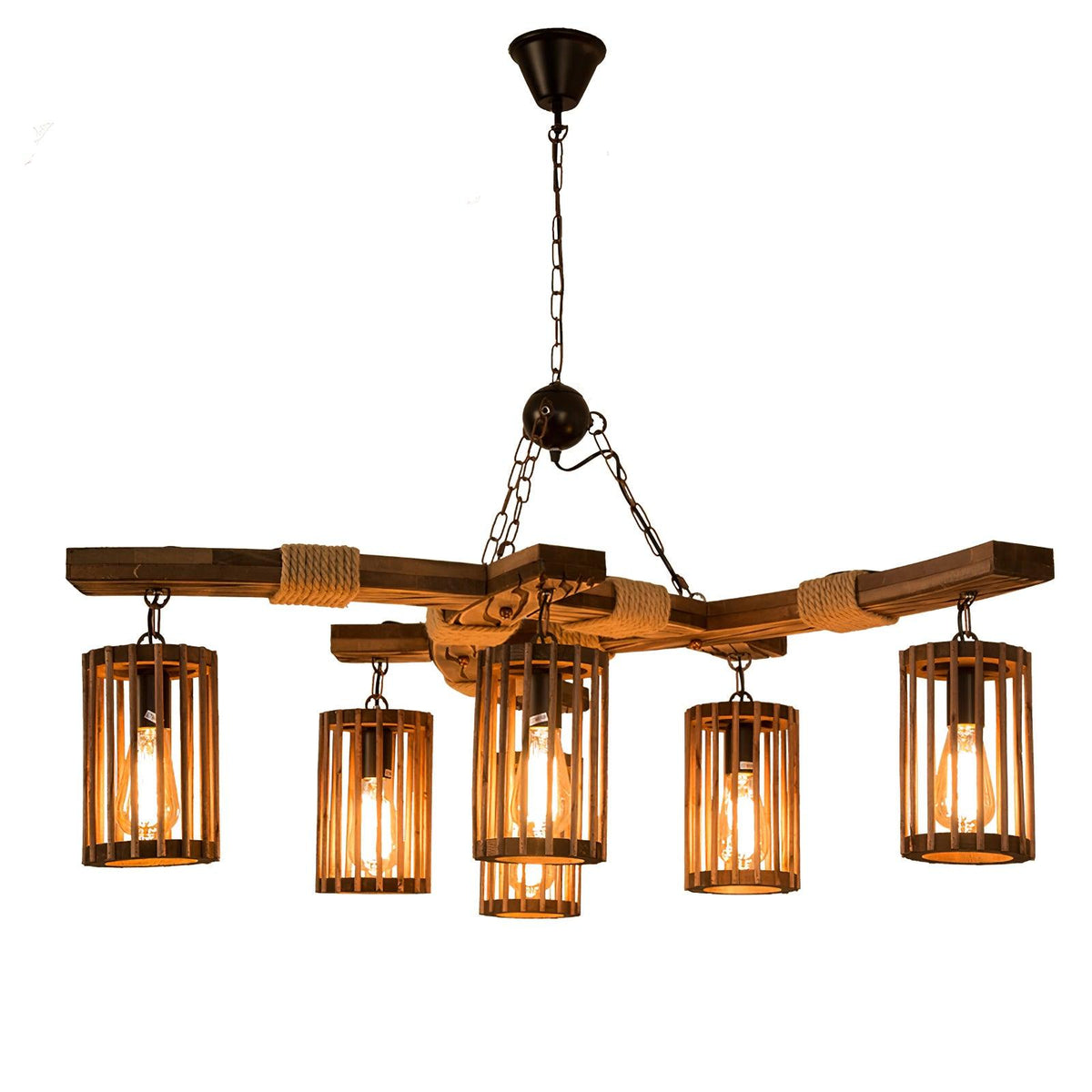 Rinanaine Chandelier Retro Solid Wood Industrial
