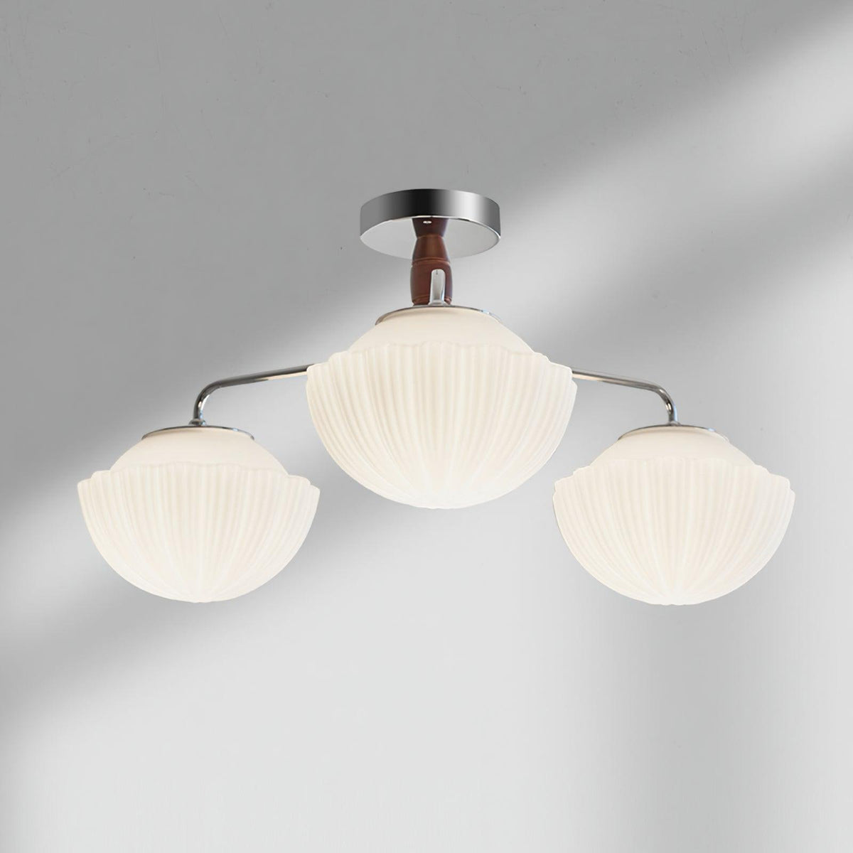 Rinivian Chandelier Retro Glass Chrome Wood
