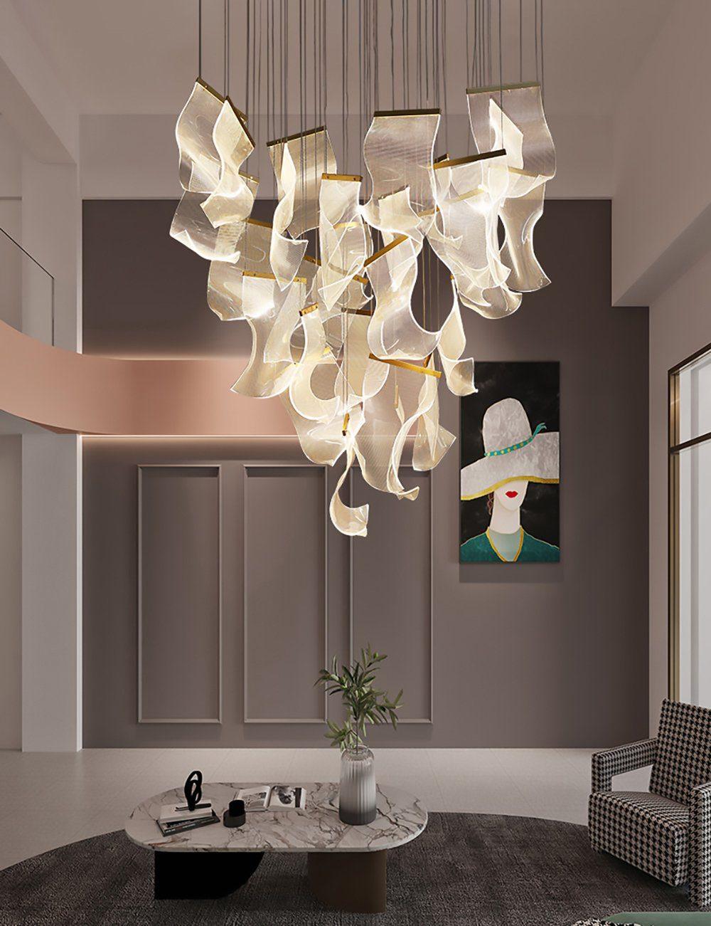 Lucuian Chandelier Acrylic LED Abstract Floating