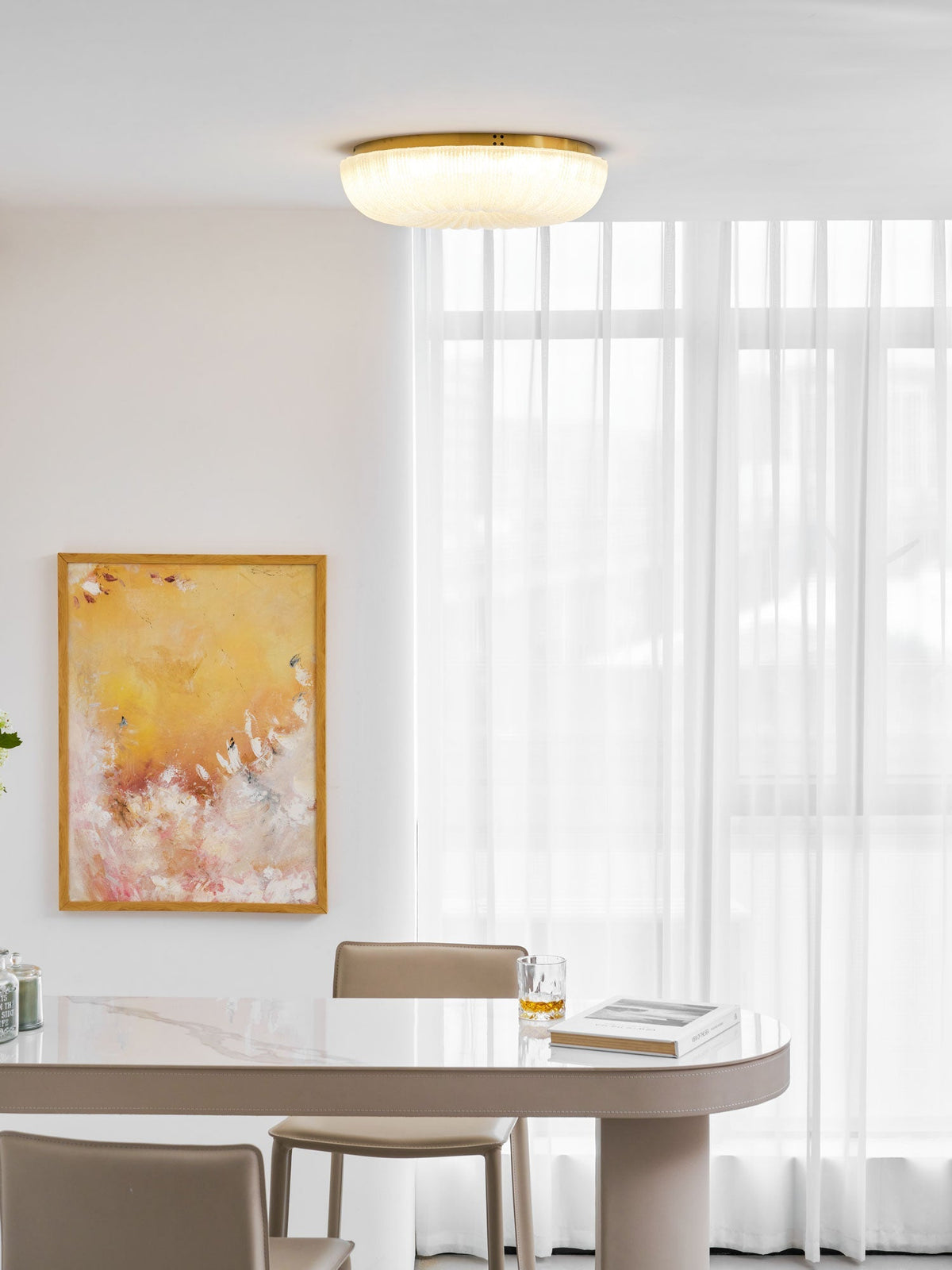 Enxia Ripple Glass Flush Mount Ceiling Light